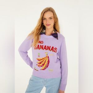 Farm Rio Lilac Going Bananas Knit Sweater